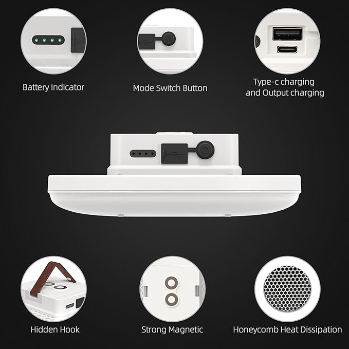 Tent Light Rechargeable Hanging Flashlight Ultra Bright Led Camping Lantern with Waterproof Portable Tent Lamp for Camping Emergency Usage(Infinite Dimming)