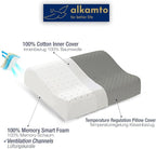 alkamto Travel & Camping Comfortable Memory Foam Pillow – Easy to Carry Portable Bag – Temperature Regulating Pillow Case (Grey Contour)