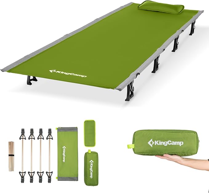 KingCamp Ultralight Compact Folding Camping Cot Bed, 4.9 Pounds (Green)