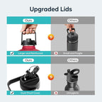 128oz Insulated Water Bottle, BUZIO Gallon Water Jug with Straw Lid and Carrying Sleeve (Cold for 48 Hrs) Stainless Steel Hydro Metal Canteen Water Flask, Ruby Red Navy