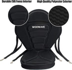 WOOWAVE Kayak Seat Padded Deluxe Paddleboard Seat Adjustable Boat Seat Cushioned Fishing Seat High Back Comfortable Backrest Support for Universal Sit