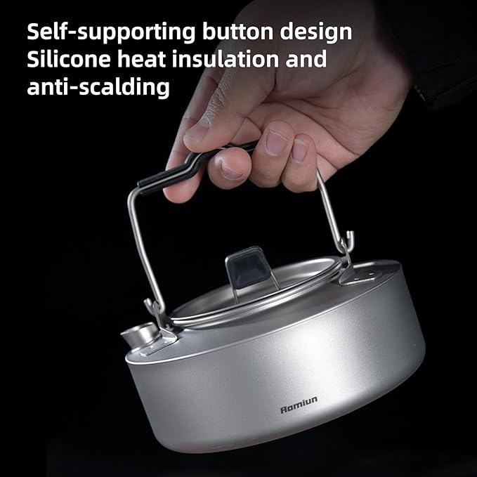 Camping Kettle Titanium Camp Tea Coffee Pot Portable Lightweight Tea Kettle Teapot Fast Heating Campfire Kettle for Stove Top, Boiling Water, Outdoor, Hiking, Camping, Picnic, Traveling