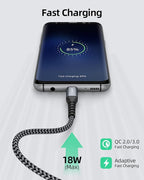 SUNGUY 6 inch Short USB C Cable 3Pack, 3A USB A to USB C Cable Fast Charging Cable Data Transfer Braided Compatible with iPhone 17/16/15 Series, Samsung Galaxy S25/S24