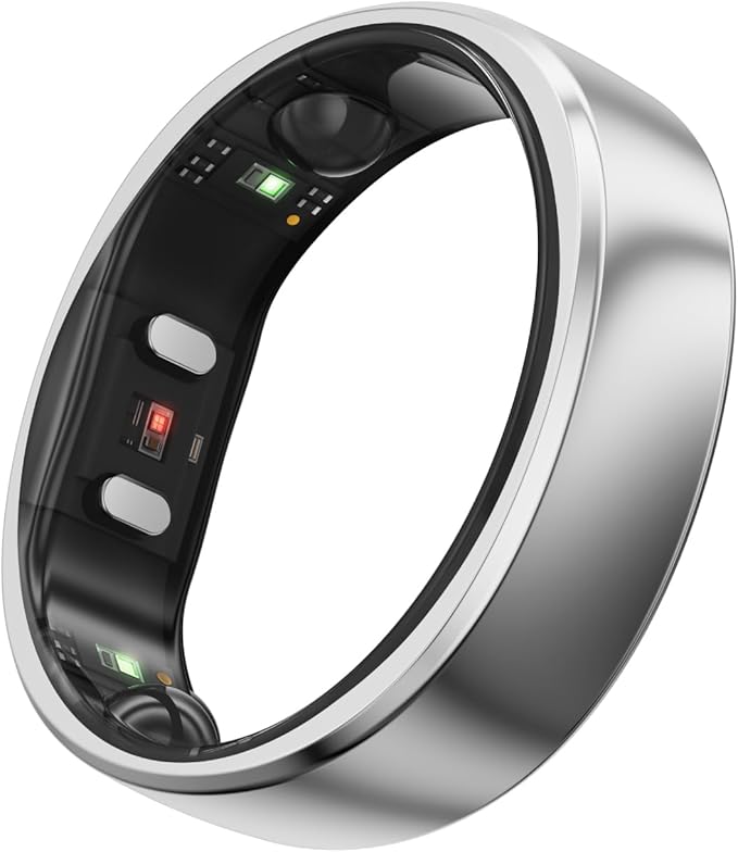 RingConn Gen 2, World’s First Smart Ring with Sleep Apnea Monitoring, No APP Subscription, 12-Day Battery Life, Stress/Heart Rate/Women's Health Tracker, Android & iOS Compatible (Silver, Size 8)