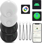 Air Tracker Tags-4 Pack, Bluetooth Tracker with Sound, Compatible with Google’s Find Hub (Android) and Apple Find My (iOS), for Keys, Wallets, Luggage, Pets, No Subscription (2Black+2White)