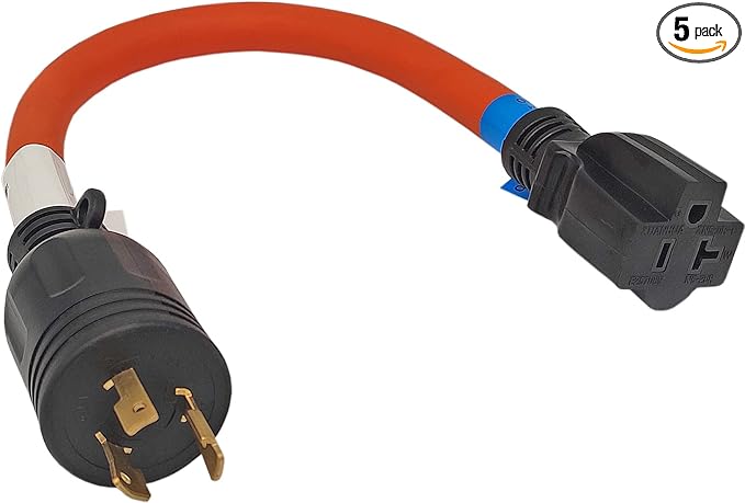 FC-L5252T Male generator lock 20A plug L5-20P to 5-15 or 20R adapter 3 prong to 3 prong output 125V