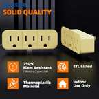 ELEGRP 2 to 3 Prong Grounded Triple Outlet Extender, 2-Prong to 3-Prong Adapter Converters for Wall Outlets, Portable Polarized Wall Plug Splitter with 3 AC Outlets, ETL Listed, 4 Pack