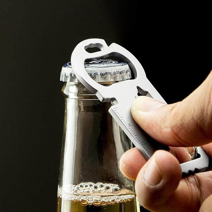 15-in-1 Multi-Tool Keychain – Stainless Steel Pocket Survival Card with Bottle Opener Keychain, Wrench, Ruler – Compact Keychain Multitool for Men,Gift for Dad