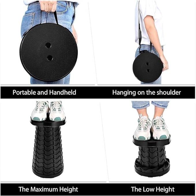 Camping Chairs,Camp Stool,Small Folding Stool,Upgraded Collapsible Stool,Portable Folding Stool,Retractable Seat or Foot Rest,Outdoor Fishing Hiking Gardening Travel BBQ-Max 400lbs (red)