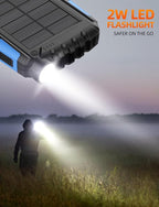 Power-Bank-Solar-Charger - 42800mAh Portable Charger,Solar Power Bank,External Battery Pack 5V3.1A Qc 3.0 Fast Charger Built-in Super Bright Flashlight (Blue)