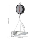 22LBS Double Sided Dial Hanging Scale, Mechanical Hanging Scale with Scoop/Chain, Portable Handheld Scale Commercial Household Weighing Scales for Supermarkets Farm Kitchen (Black)