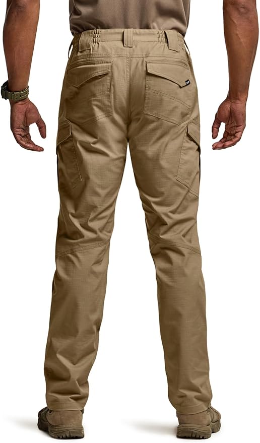 CQR Men's Flex Ripstop Tactical Pants, Water Resistant Stretch Cargo Pants, Lightweight EDC Hiking Work Pants