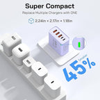 2Pack USB C Fast Charger Block, 60W 5-Port USB C Wall Charger 30W Type C Charging Block, 2USB C+3USB A PPS/PD 3.0 Multiport Charging Cube for iPhone 17 16 15 14 Pro Max,for Galaxy S25 S24 Ultra, i Pad
