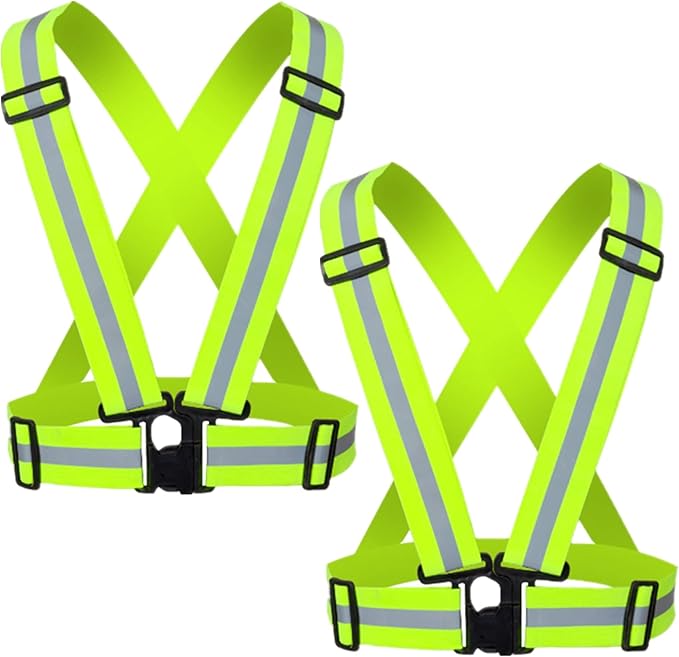 Reflective Strap Safety Vest Gear - 2-10 Pack Adjustable High Visible Reflective Running Gear for Women Men Night