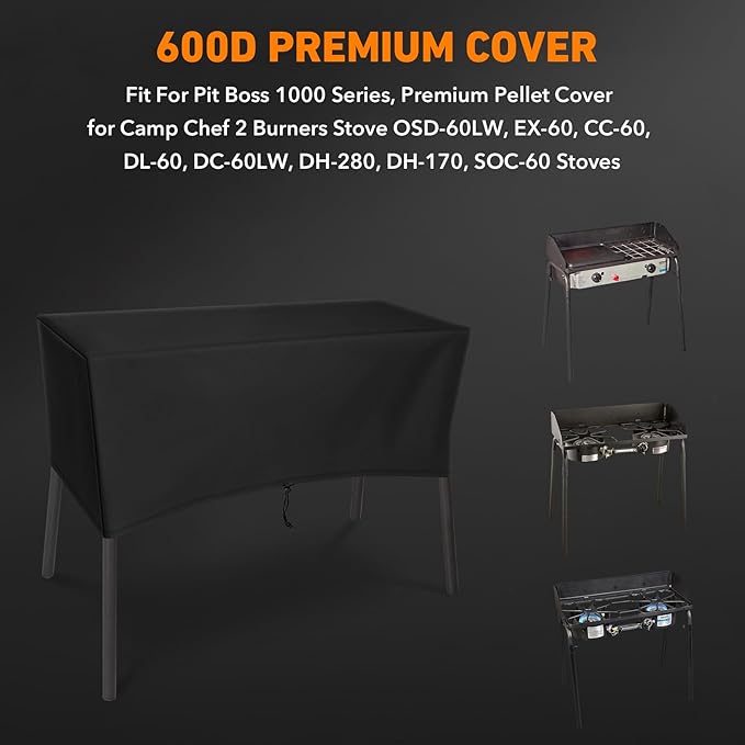ZBXFCSH Heavy-Duty Patio Cover Fits Camp Chef 2 Burners Stove OSD-60LW, EX-60, CC-60, DL-60, DC-60LW, DH-280, DH-170, SOC-60