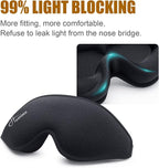 Sleep Eye Mask for Women Men, Soft and Comfortable Night Eye Mask for Sleeping, 3D Blockout Eye Cover for Travel, Blindfold with Adjustable Strap (Black)