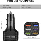 Amiss Car Charger Adapter, 6 USB Multi Port, Fast Charger, Include QC 3.0 and 5 Other Ports, Car Interior Accessories, Fit for iPhone 17/16/15/14/13Pro Max, Samsung, Android (Black 2pcs)
