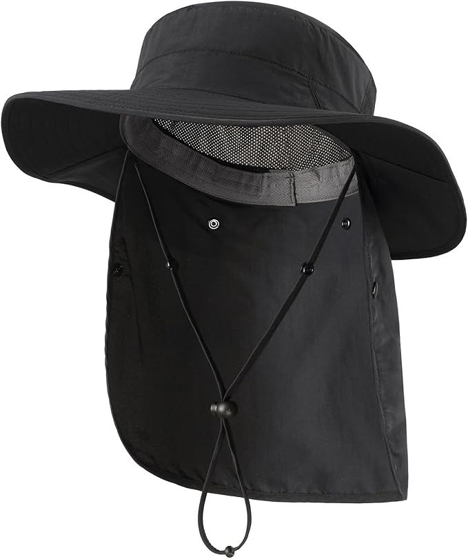 Home Prefer UPF 50+ Sun Hats for Men Women Wide Brim Fishing Hat with Neck Flap Summer Safari UV Protection Bucket Hat