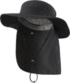 Home Prefer UPF 50+ Sun Hats for Men Women Wide Brim Fishing Hat with Neck Flap Summer Safari UV Protection Bucket Hat