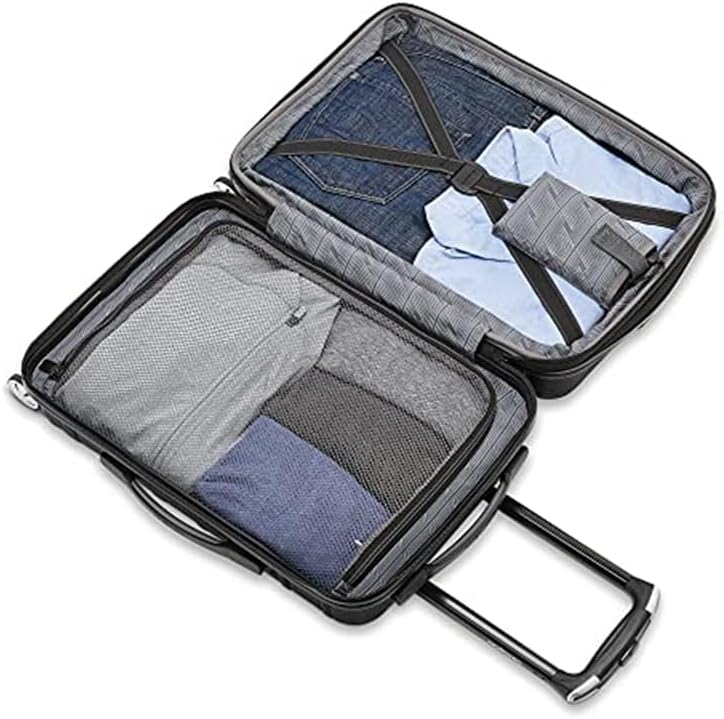 Samsonite Omni 2 Hardside 2 Piece Set - Includes Global Carry-On & Large Checked Suitcases - 360° Dual Spinner Wheels - Integrated TSA Lock & Expansion - Amazon Exclusive - Midnight Black