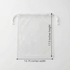 Clear LDPE Drawstring Bags (100 Pack) (13.75" x 17.5") 2 Mil Disposable Transparent Plastic with Double Cotton White Strings. Shoe Bags for Travel Large Storage Organizers Pouch (100)