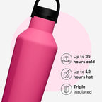Corkcicle Sport Canteen - Keeps Drinks Cold 25 Hours - Stainless Steel Water Bottle - Triple-Insulated - Spill-Proof - Summer Drinkware Gift - Keeps Drinks Ice Cold - 32 oz - Dragonfruit