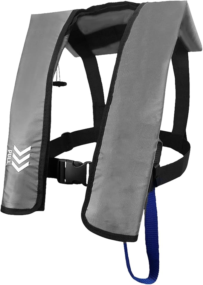Inflatable Life Jacket Supports up to 330 lbs |Life Vest for Adults|PFD Low Profile| Manual (YSH700-Grey)