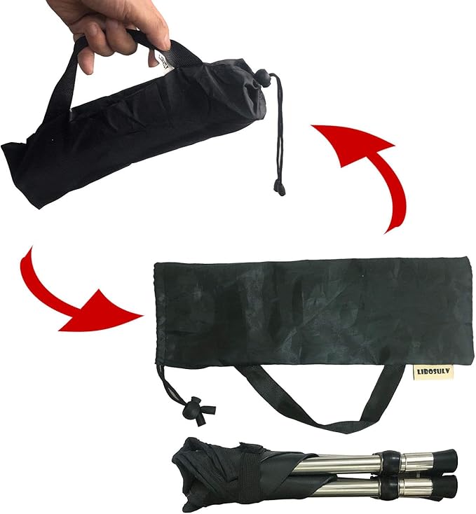 LIBOSULV Folding Camping Stool, Retractable Camping Chair, Super Compact, for Travel, Hiking, Gathering, Barbecue, with Carry Bag, Storage Size 11.61"x2.56"x2.56"