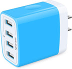 Wall Charger, USB Charger Adapter, AILKIN 4.8A 4Multi Port Fast Charging Station Power Base Block Plug Cube Brick for iPhone, iPad, Samsung Galaxy, Moto, Google Pixel, Kindle Fire Plug Cargador Carro