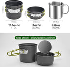 Odoland 8pcs Camping Cookware Mess Kit, Camping Pot and Pan Set with Mini Backpacking Stove, Stainless Steel Cup, Spork and Tank Bracket, Cooking Gear for Outdoor, Hiking, Picnic, Campfire