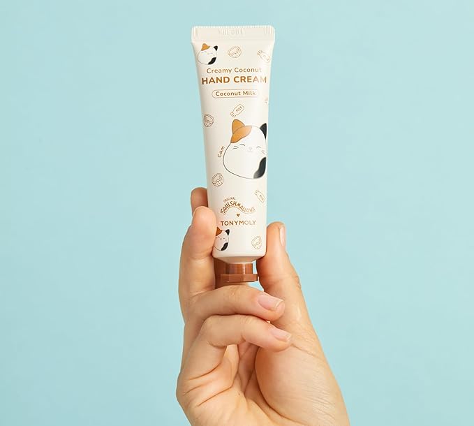 TONYMOLY x Squishmallows Cam the Cat 2-Piece Set – Coconut Milk Hand Cream & Frosted Milk Lip Gloss – Cute Korean Skincare & Beauty Gift for Women & Teens