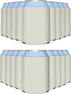 PartyPrints 25 Pack Grey Sandstone Blank Can Cooler Sleeves, Customizable Bulk Sublimation Insulated Foam for Beer, Collapsible Plain Drink Holder, Cold Soda Insulator, 12oz Regular, 16oz Tall Cans