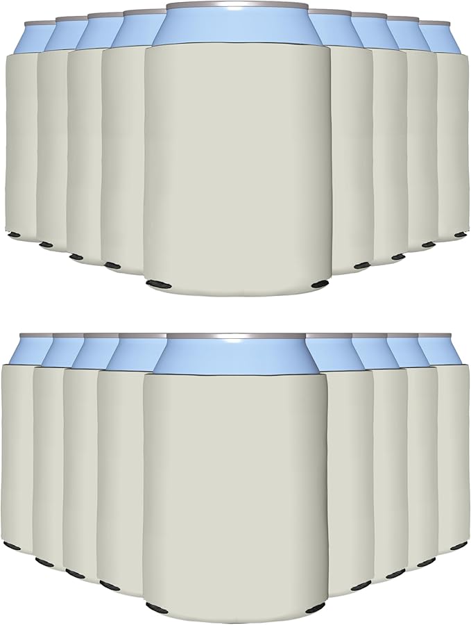 PartyPrints 100 Pack Grey Sandstone Blank Can Cooler Sleeves, Customizable Bulk Sublimation Insulated Foam for Beer, Collapsible Plain Drink Holder, Cold Soda Insulator, 12oz Regular, 16oz Tall Cans