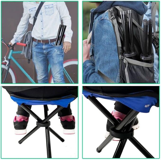 Folding Camping Stool Portable Outdoor Chair Use Height 14 inchs Fishing Chair Seat for Camping Fishing Hiking Gardening and Beach Maximum Weight Capacity 300 lbs (Blue)