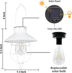 YAKii 2 Pack Solar Lantern Hanging Waterproof Outdoor Metal Solar Lamp with Warm White Light Decorate for Yard Garden Pathway Patio Porch Decor (White)