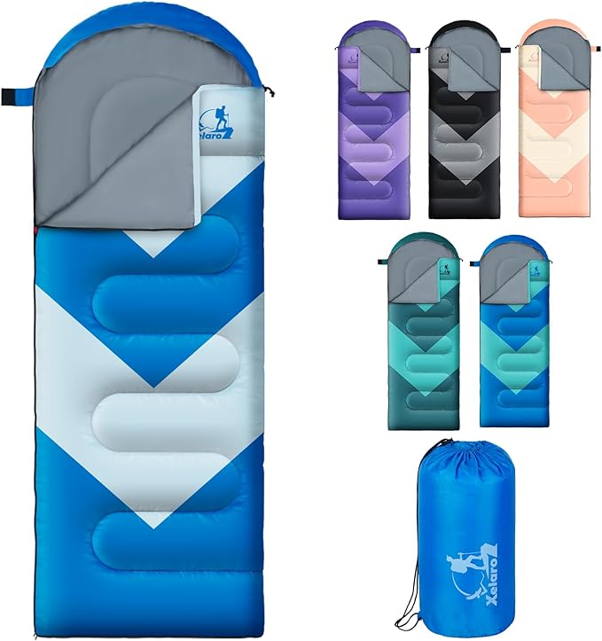 Sleeping Bag for Adults, Girls, Boys - 3 Season Warm & Cool Weather Lightweight Waterproof Camping Bag for Hiking, Outdoor Travel