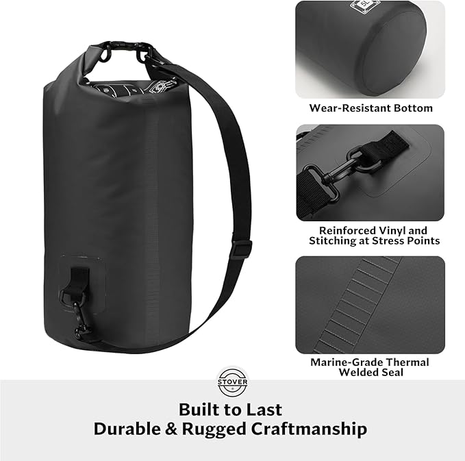STOVER 5/10/25/30/40/55L Waterproof Backpack- Floating Dry Bag for Kayaking, Travel, Beach, Hiking, & Camping, Men/Women