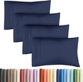 Pillowcases - Ultra Soft Hotel Quality Pillowcase Covers - Comfy, Cozy & Wrinkle Free - Shrinkage and Fade Resistant - Machine Washable Pillow Protectors - (King, Navy Blue, 4 Piece Set)