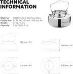 Fire-Maple Antarcti 1.5L Kettle Series | Portable Durable Bushcraft Gear Open Fire Kettle | SUS304 Stainless Steel