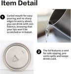 Titanium Pot, 750ml/26 oz Mug with Lid and Foldable Handle, Titanium Cup Backpacking Cookware for Outdoor Hiking Camping Cooking