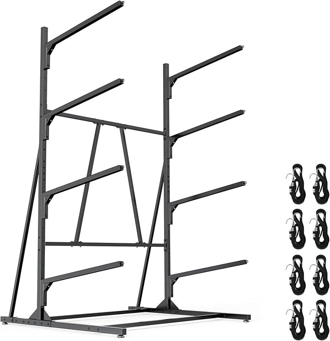 Kayak Rack for Outdoor Storage, Kayak Storage Rack, Adjustable Freestanding Kayak Rack Stand Holder for Paddleboard Surfboard for Indoor, Outdoor