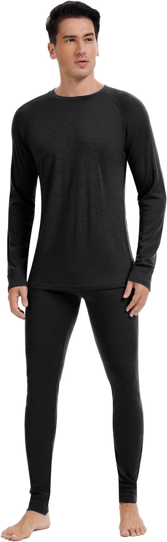Men's 100% Merino Wool Base Layer Sets Lightweight Active Base Layer for Ski