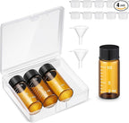 Baderke 4 Pcs Liquid Medicine Travel Container Scale Glass Liquid Containers Small Single Dose Medicine Bottles Dispenser and Leak-proof Plug Travel Essentials Accessories(Brown,10ml)
