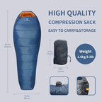 3-4 Seasons Shingle Sleeping Bag 15℉ with Inner Pocket for Adult,Perfect for Backpacking,Traveling and Hiking,Including Free Compression Stuff Sack.