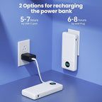 Portable Charger 33800mAh USB C Power Bank with Built-in Cables & AC Wall Plug,25W Fast Charging+QC 4.0 Phone Charger,4 Output LCD Display Battery Pack Compatible with iPhone16/15,Samsung,Android etc