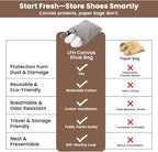LFH Cotton Rich Shoe Storage Bags with Drawstring, Dustproof Breathable Reusable Organizer, Perfect For Travel, Dorm, Hotel, College, Gym, Easy to Carry, Machine Washable 8"x17" (Pack of 4) - Grey