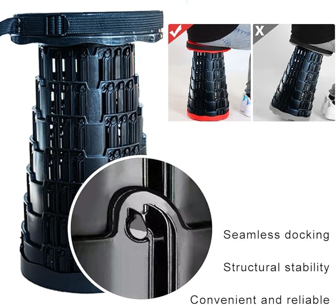 Upgraded Camp Chair,Portable Folding Stool,Folding Camp Chair,Collapsible Stool,Retractable Seat or Foot Rest,Foldable Camping Stool for Outdoor Fishing Hiking Gardening Travel BBQ -Max 400lbs (Black)