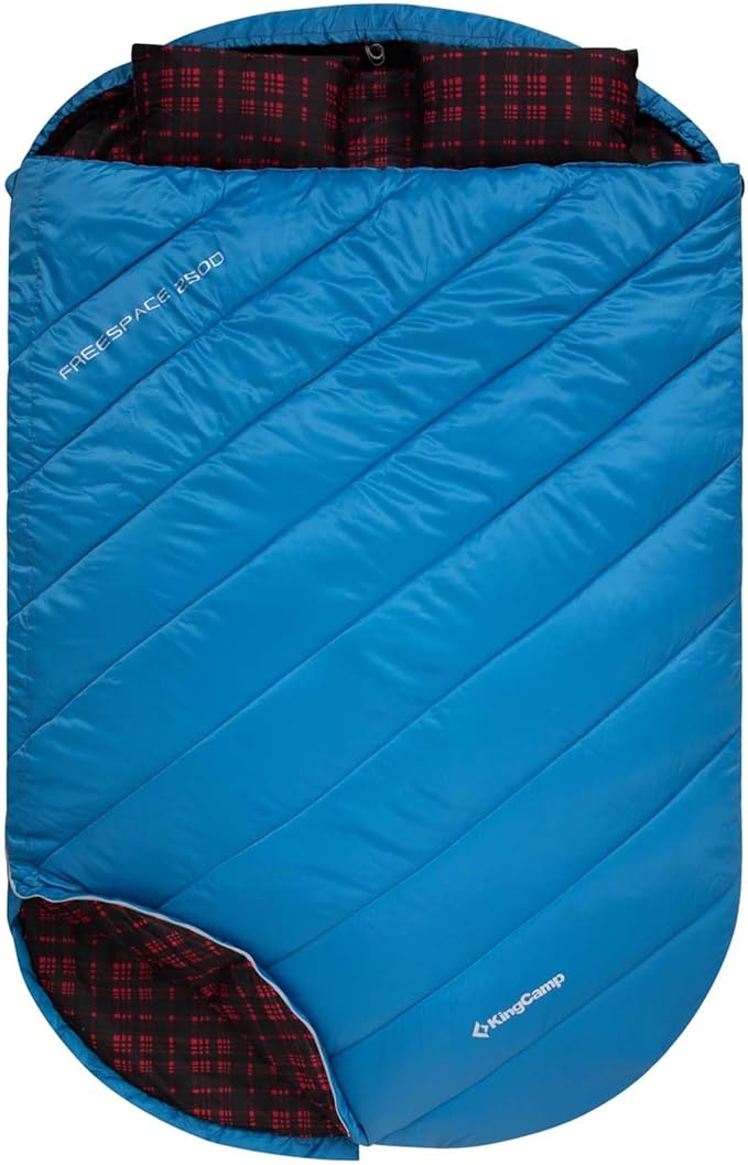 KingCamp Double Sleeping Bag for Adults, Queen Size 2 Person XXL Flannel Sleeping Bag, Waterproof Lightweight Flannel Quilt with 2 Pillows, Perfect for Couples Family Camping Hiking