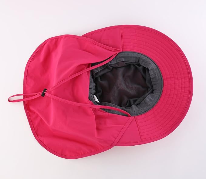 Home Prefer Outdoor UPF50+ Mesh Sun Hat Wide Brim Fishing Hat with Neck Flap Sun Hat for Men Women