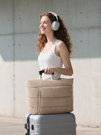 Puffer Tote Bag for Women, Lightweight Puffy Work Handbag Teacher Nurse Quilted Shoulder Bag for School Travel Gym